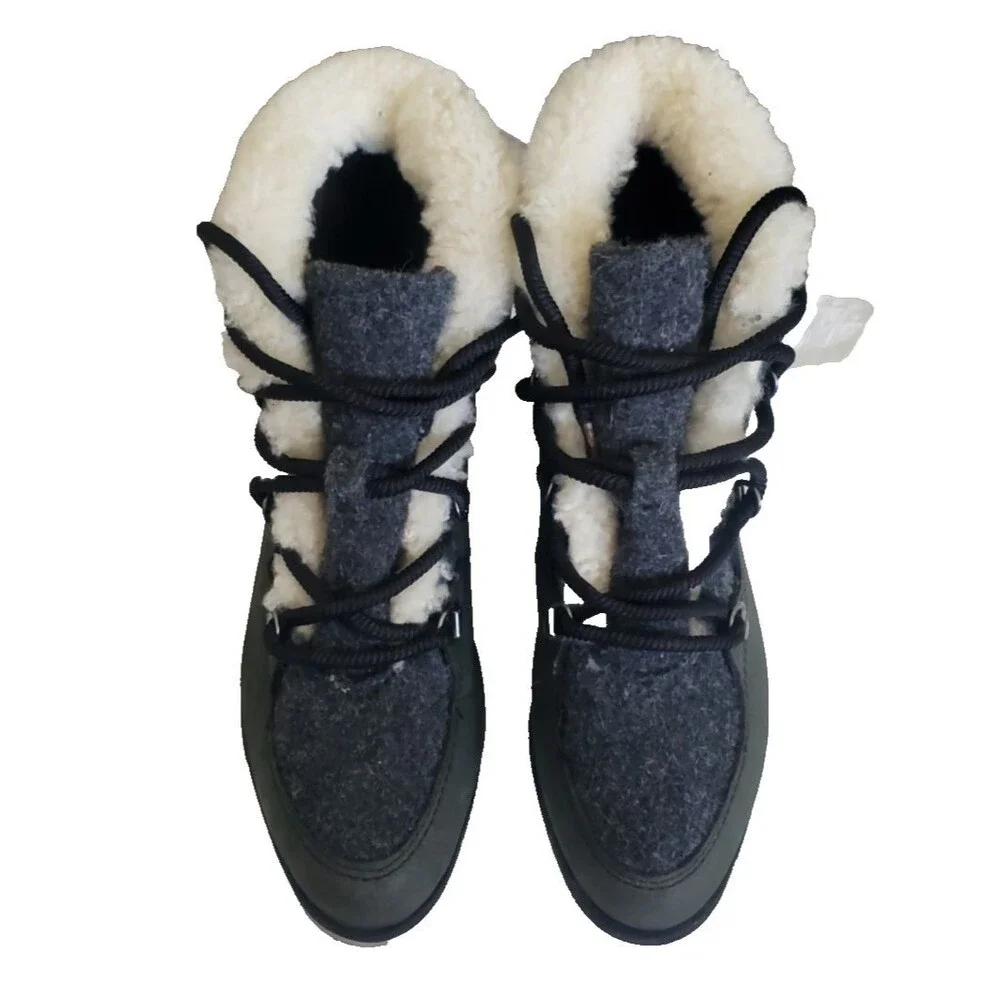 Sorel Womens Sneakchic Alpine Holiday Shearling Waterproof Boots 7 Black Joan